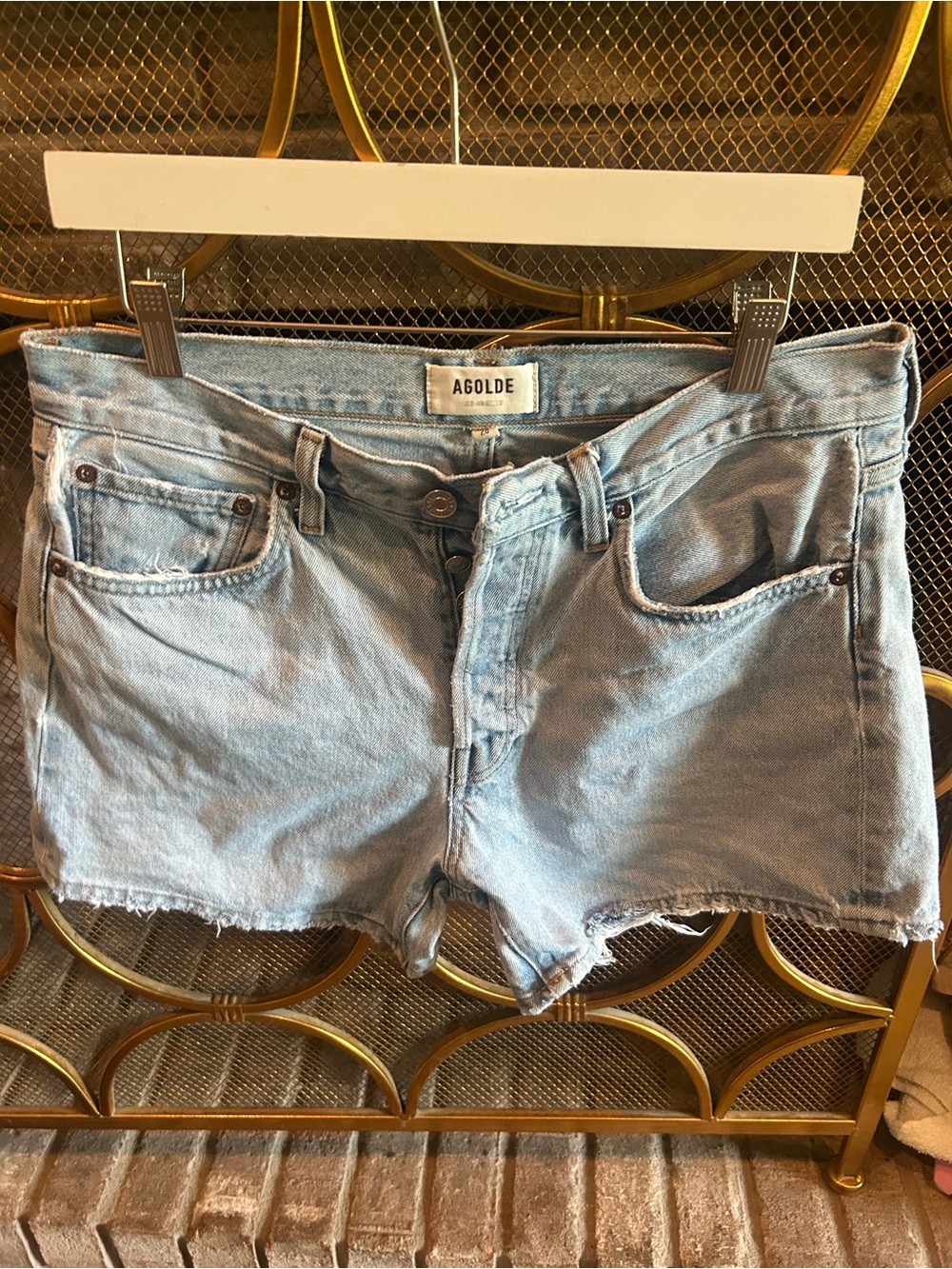 Agolde Light Wash Denim Cutoff Shorts